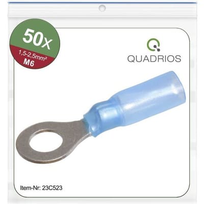 Quadrios 23C523 Ringkabelschoen Dwarsdoorsnede (max.): 2.5 mm² Schachtdiameter: 6.5 mm Deels geïsoleerd Blauw 50 stuk(s)
