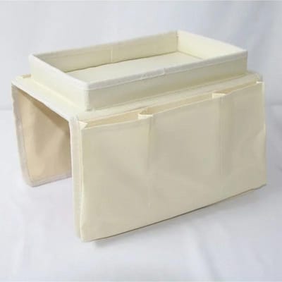Sac de rangement pour canapé, Sac suspendu de rangement pour accoudoir de canapé, Sac de rangement pour télécommande, Sac de rangement pour la maison blanc cassé
