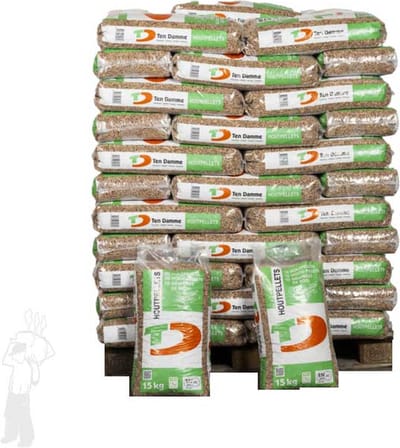 Ten Damme houtpellets Bruin (990 kg) | ENplus A1 houtpellets | Hardhout en naaldhout