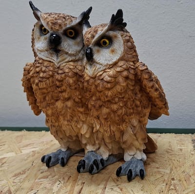 Decoratiebeeld van twee uilen - 18cm hoog - Polyresin - Polystone - Wonen - Decoratie - decoratie