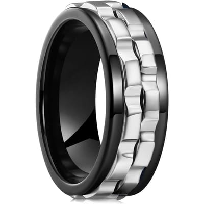 Mode Punk Stijl Gear Roterende Angst Fidget Ring Titanium Stalen Ketting Spinner Ringen Voor Mannen Rock Biker Bruiloft Feest Sieraden 12
