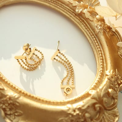 Ketting Oorbellen Bolletjes | Stainless Steel Goud