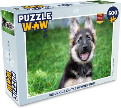 Puzzel Gelukkige Duitse herder pup - Legpuzzel - Puzzel 500 stukjes