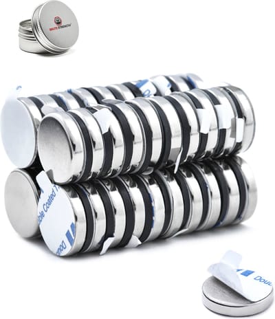 Brute Strength - Super sterke zelfklevende 3M magneten - Rond - 15 x 3 mm - 40 Stuks - Kleef Magneten - Neodymium magneet sterk - Voor koelkast - whiteboard
