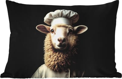 Buitenkussens - Tuin - Schaap - Wol - Kok - 50x30 cm