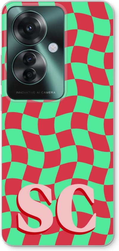 Gepersonaliseerd - Case Company® - Hoesje geschikt voor Oppo Reno 11 F hoesje - Grid Monogram - Soft Cover Telefoonhoesje - Bescherming aan alle Kanten en Schermrand
