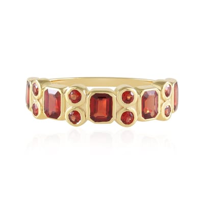 Cavill - Zilveren Ring 925 Sterling Verdiend - 1,53 ct Tanzania Robijnen - 5 Achthoek & 8 Rond geslepen Edelstenen - Elegante Vergulde Sieraden