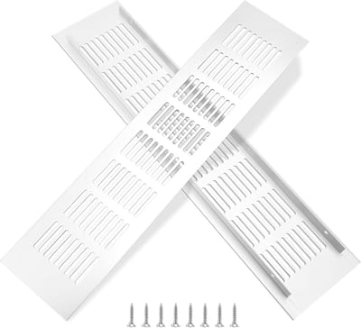 2x Rechthoekig Ventilatie Rooster Aluminium 35x8 cm voor Kast, Deur of Ventilatieopening