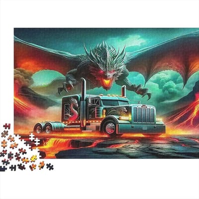 Legpuzzel 1000 stukjes - Puzzel volwassenen Kinderspel - Ontspanning thuis - Gerecycled materiaal - 38 x 26 cm - American Truck