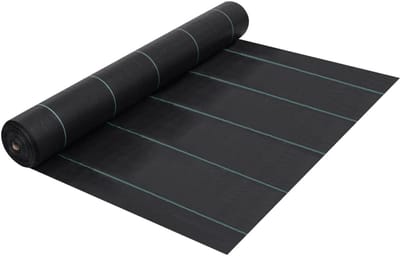 Anti-worteldoek - 2 x 25 m (50 m²) - 60 g/m² - Waterdoorlatend Onkruidvlies - Gronddoek met Groene Strepen - Zwart