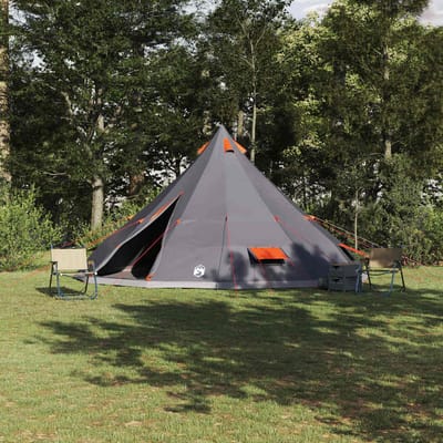 vidaXL - Tipi - Tent - met - dak - Grijs - en - Oranje - 560 - x - 560 - x - 300 - cm - taft