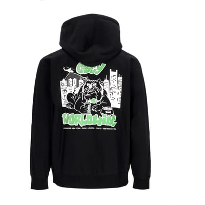 Herenhoodie met rits City Watch Dog Premium fleece met rits en capuchon, zwart