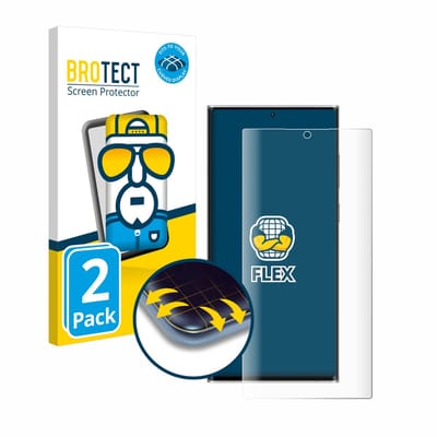 BROTECT - Screenprotector voor Samsung Galaxy S22 Ultra 5G (case-friendly) - Folie Beschermfolie transparant volledig dekking - 2 Stuks