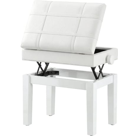 HOMCOM Pianobank - Bekleding van synthetisch PU-leer - 63x35x56cm - Wit