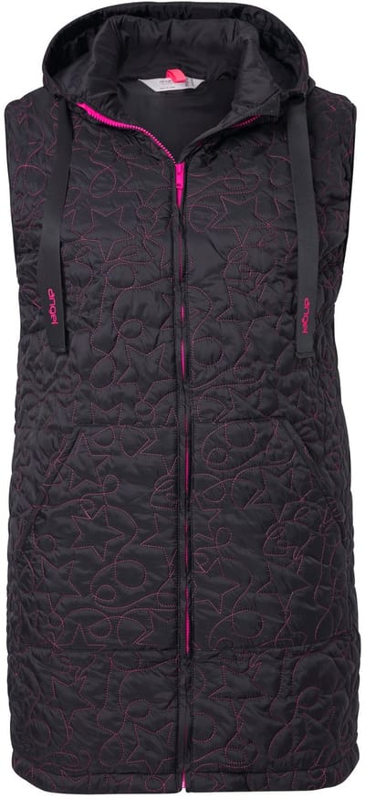Angel of Style - Dames - Lange doorgestikte bodywarmer sterrenmotief - Zwart - Maat 44
