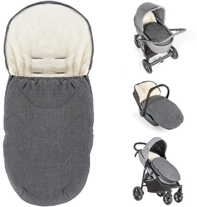 SnelShoppen - Zamboo Universele Voetenzak voor Kinderwagen en Babyzitje, Wintervoetenzak 2-in-1 van Fleece met Tas, Grijs voor Kinderen, Ideaal voor K