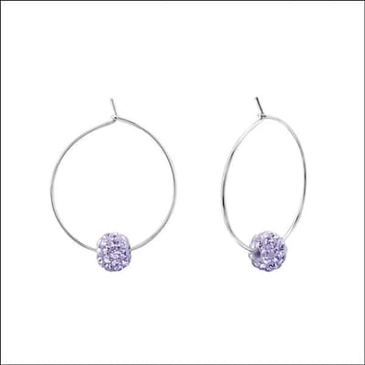 Aramat Jewels | Oorringen | Stijlvolle Zilveren Oorringen met Kristal Kralen | Lila | |6mm | Zilver | Volwassenen | Verkleurd niet