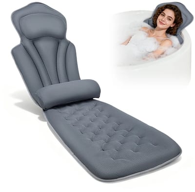 Sensova - Ergonomisch Full Body Badkussen 133x41 cm - Extra Dik Luxe Badkussen met Nek- en Rugondersteuning - 5D Ademend Mesh - Antislip met 168 Zuignappen -Spa Comfort voor Badkuip Thuis