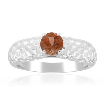 Cavill - Zilveren ring met rhodinering - 925 Sterling zilver - Oregon zonnesteen 0,425 ct rond geslepen - elegante warme tint damesring