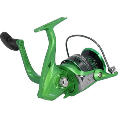 Moulinet à lancer en métal Canne à pêche en mer Ligne de pêche Moulinet Équipement Accessoire Poignée en caoutchouc BoutonMX7000 green
