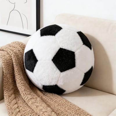 Zacht Voetbal Pluche Kussen voor Jongens: Knuffel Speelgoed en Sportdecoratie voor de Kamer - 25cm Rond