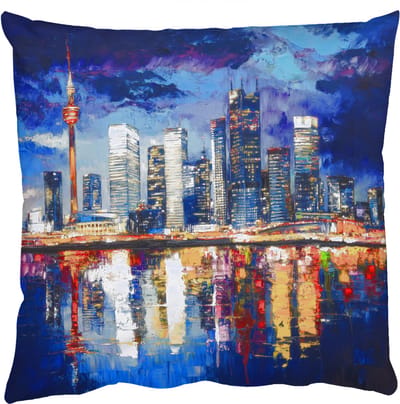 Sierkussens - Kussentjes Woonkamer - 50x50 cm - Skyline Toronto - Modern - Stadslicht - Blauw