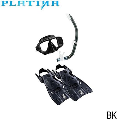 TUSAsport UP0101 Platina Hyperdry Snorkelset met Vinnen | Premium Snorkelmasker, Hyperdry Snorkel & Krachtige Vinnen voor Comfortabel Snorkelen