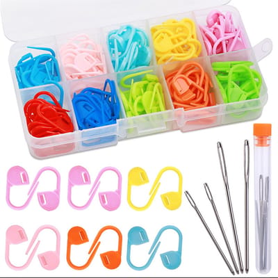 QTTVBTNA - Markeerclips - 120 Stuks - Easy Marking - Breimarkeerders - Geschikt voor Breien, Haken, Handwerken - 10 Kleuren - Inclusief Opbergdoos - 1 set