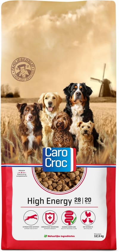Carocroc High Energy Gevogelte&Rijst&Bieten - Hondenvoer - 12.5 kg