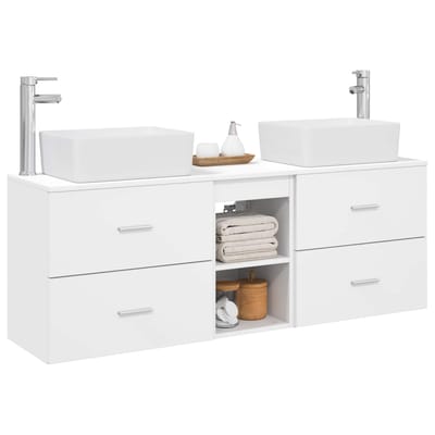 vidaXL - Badkamerkast - set - 3 - st - Wit - 136 - x - 35 - x - 80 - cm - Bewerkt - hout
