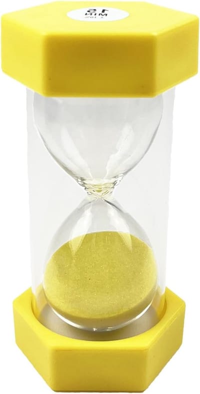 Kleurrijke zandloper voor kinderen en volwassenen, ideaal voor tijdmanagement in huis, klaslokaal en keuken, 15 minuten timer