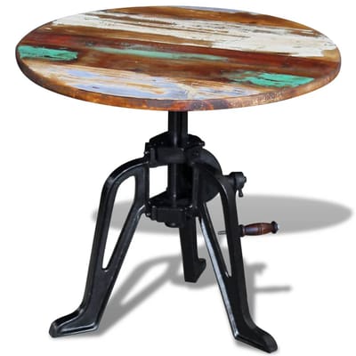 vidaXL - Bijzettafel - 60x(42-63) - cm - massief - gerecycled - hout - en - gietijzer