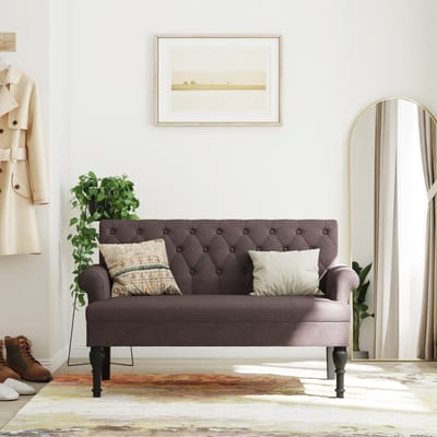vidaXL - Bankje - met - rugleuning - 120x62x75,5 - cm - stof - donkerbruin