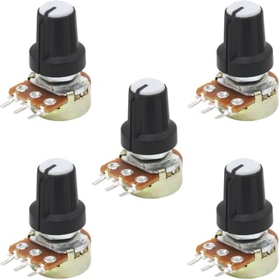 Lineaire Potentiometer 10K Ohm B10K - 5 Stuks met Dopmoeren en Sluitringen