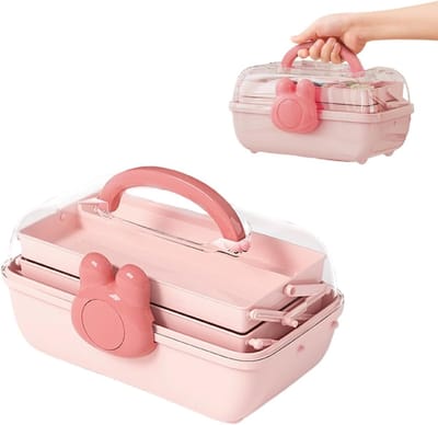 Multifunctionele Opbergdoos voor Haaraccessoires, Ideaal voor Kinderen, Naaldwerk en Meer, Roze Design