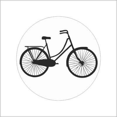 Sticker - "Fiets" - Etiketten - 39mm Rond - Wit/Zwart - 500 Stuks