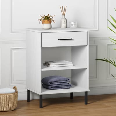 vidaXL - Wandkast - met - metalen - poten - OSLO - massief - grenenhout - wit