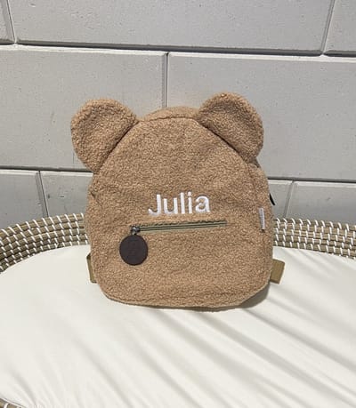 Adalletti teddy rugzak | beren rugzak | beige | schooltas | tas met naam | kinderen | peuter | kleuter | teddy | baby en kind