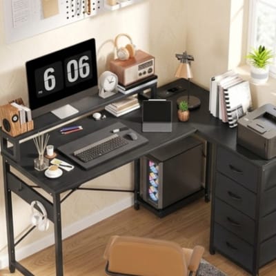 Hoekbureau L-vorm 130x100x75 cm Zwart - 130x100x75 cm - Zwart - Medahomestore