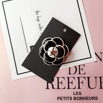 Hoge Kwaliteit Luxe Groot Merk Camellia cc Broche Sjaal Gesp Valentijnsdag Speld Broches Voor Vrouw Cadeau Accessoires black