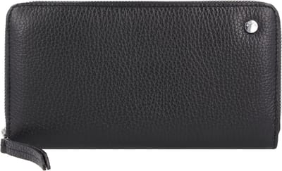 abro Leren Portemonnee Leather Adria Zip Wallet Black / Nickel Zwart
