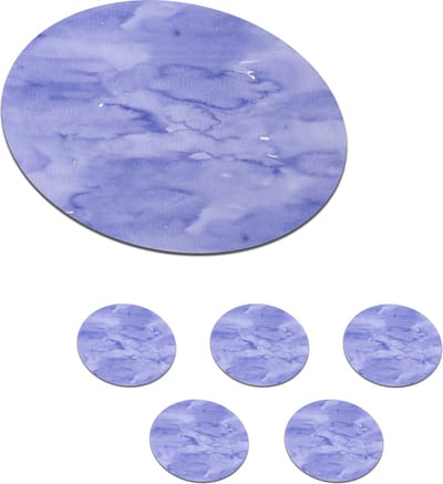 Onderzetters voor glazen - Rond - Patroon - Paars - Waterverf - Marmer - 10x10 cm - Glasonderzetters - 6 stuks