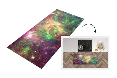 Keukenloper - Loper keuken - Sterren - Groen - Ruimte - 120x50 cm - Keukenloper vinyl