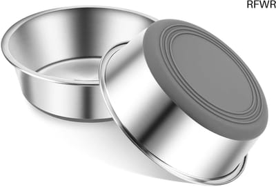 RFWR® Roestvrijstalen hondenbakken met siliconen antislip bodem - Set van 2 - Voor voer en water - Geschikt voor katten en honden