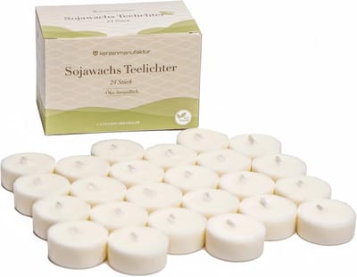 Duurzame sojawas theelichtjes - Eco-vriendelijk, geurloos en lang brandend (24 stuks)