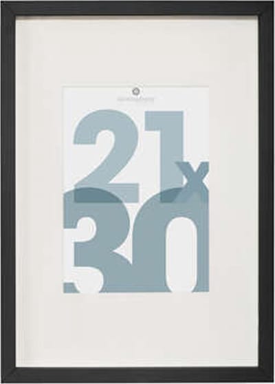 Atmosphera Fotolijstje Manu - met passe partout - voor een foto van 21 x 30 cm - zwart - MDF/Glas - Klassieker