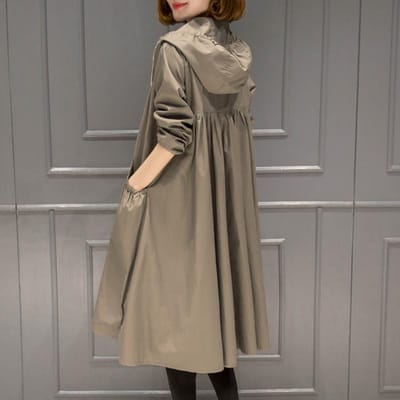Lente Nieuwe Koreaanse Versie van Casual Dames Medium en Lang Knielange Trenchcoat Jas Losse Grote Maat Jas M gray