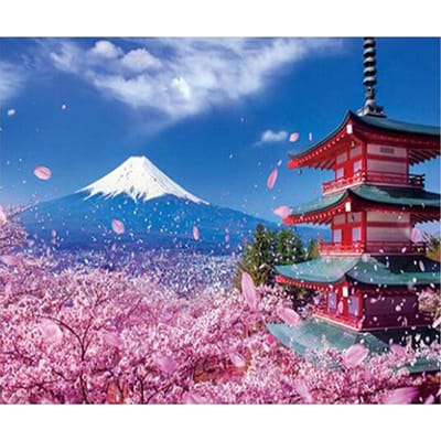 Diamond Mozaïek 5D DIY Diamond Schilderen Kruissteek Landschap van de berg Fuji in Japan Decor Schilderen 20X30CM gray