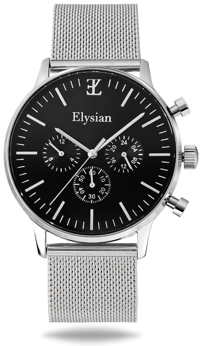 Elysian Heren horloge Zilver 43mm - Mesh - Saffierglas - 5ATM Waterdicht