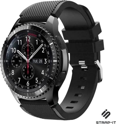 Strap-it siliconen smartwatch bandje 22mm geschikt voor Samsung Galaxy Watch 1 (46 mm) / Galaxy Watch 3 (45 mm) / Gear S3 Classic & Frontier (zwart) – flexibel, waterbestendig en comfortabel horlogebandje